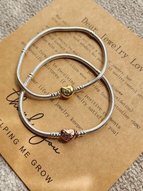 Rose Gold Silver Snake Chain Bracelet Size 21